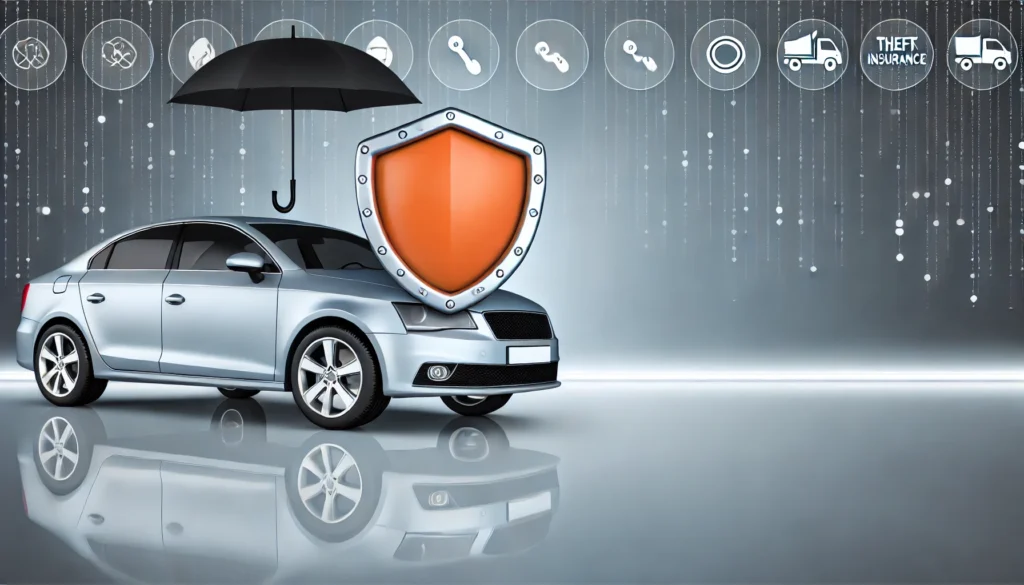 Os Melhores Seguros de Carro em 2025: Guia Completo para Escolher a Melhor Proteção para o Seu Veículo DALL·E 2024 09 14 13.22.59 A modern car with a protective shield or umbrella symbolizing comprehensive car insurance. The background includes subtle icons representing different