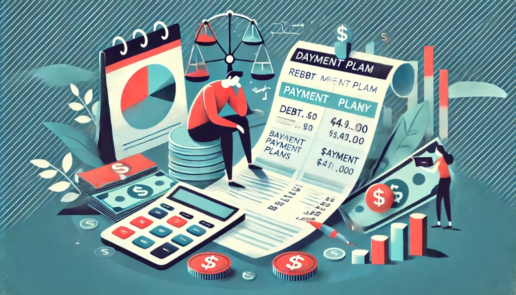 Como Sair das Dívidas com a Losango: Estratégias para Quitar Suas Dívidas Atrasadas DALL·E 2024 09 24 00.20.24 A visual representation of resolving debt issues with a financial institution like Losango. The scene shows a person looking at a bill with payment pl