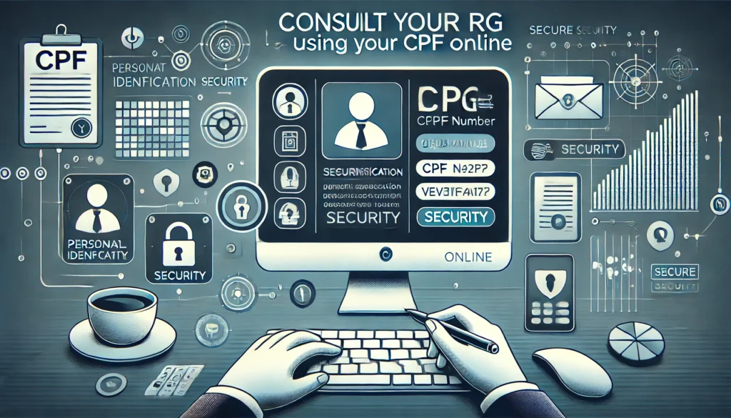 Como Consultar o RG Usando o CPF: Guia Completo para Encontrar Seu RG Online DALL·E 2024 10 10 20.12.03 An informative image showing someone using a computer or smartphone to consult their RG using their CPF online. The screen shows an interface where th