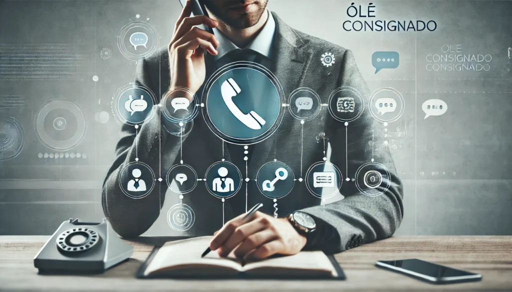 Tudo Sobre o Telefone da Olé Consignado: Como Entrar em Contato e Resolver Suas Dúvidas DALL·E 2024 10 16 00.17.49 A professional and clear wide image focused on customer support for a financial service. A person is shown using a phone with the words Ole Consigna