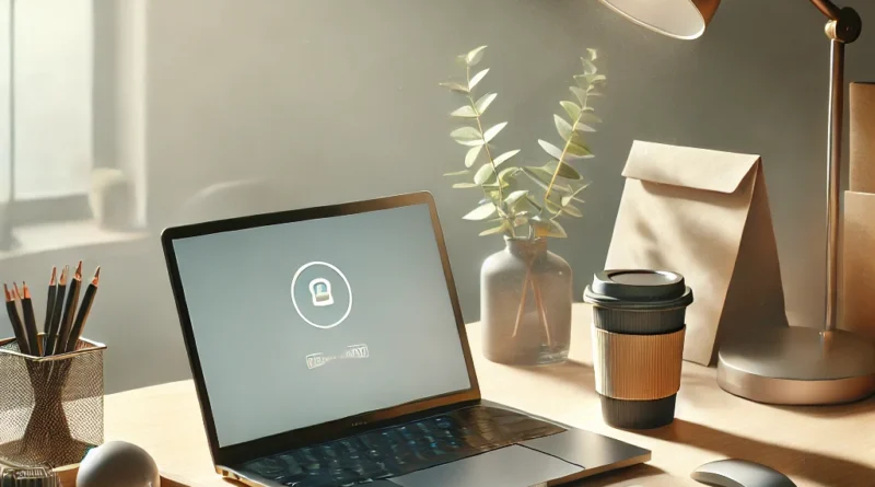 DALL·E 2025 02 14 00.16.07 Uma imagem realista representando uma mesa de trabalho com itens como uma carteira de trabalho um cartao de vale alimentacao e um laptop em um ambie